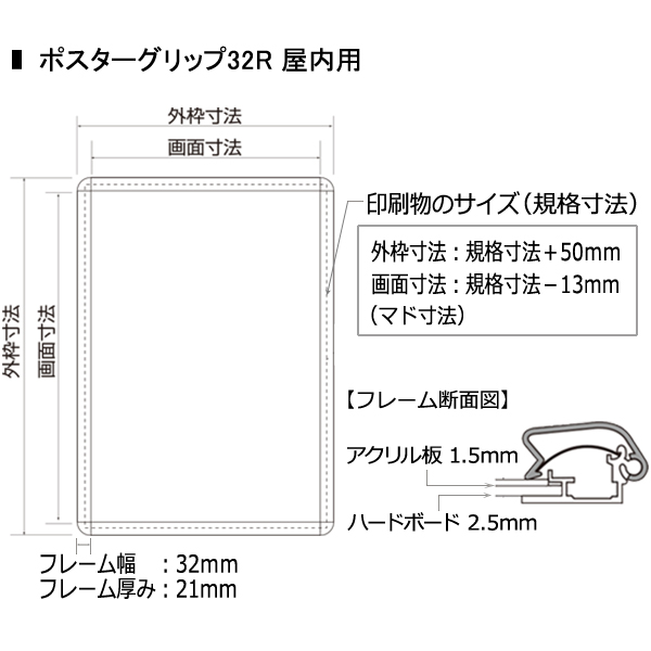 ポスターグリップ寸法