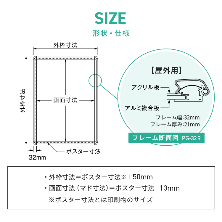 ポスターグリップ32R 屋外用説明