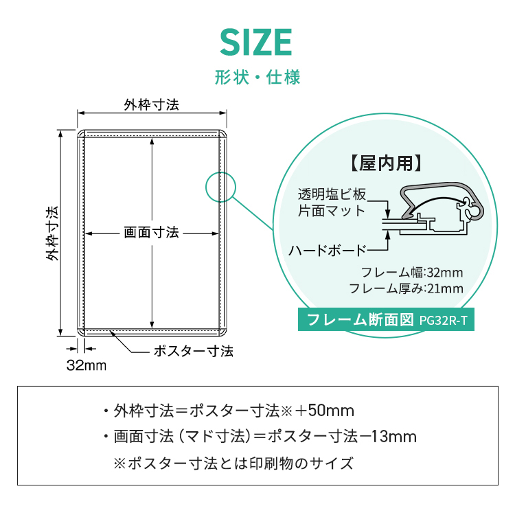 低反射ポスターグリップ32R屋内用 説明