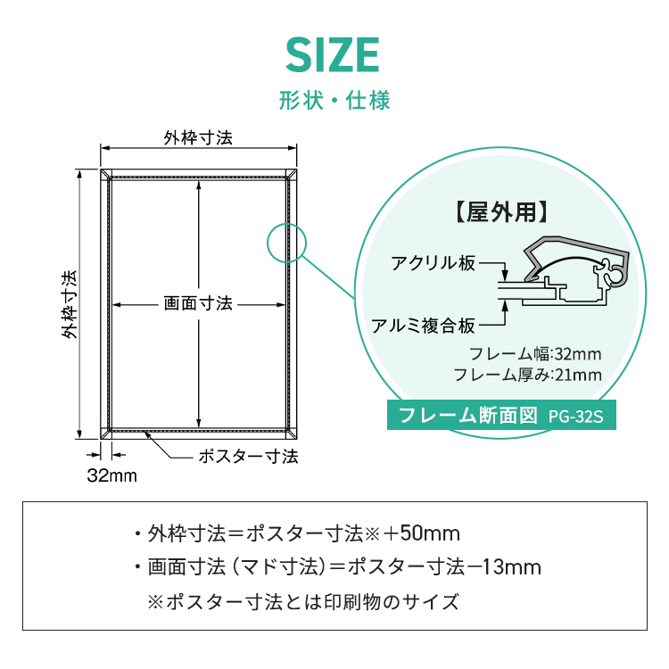 ポスターグリップ32S 屋外用説明