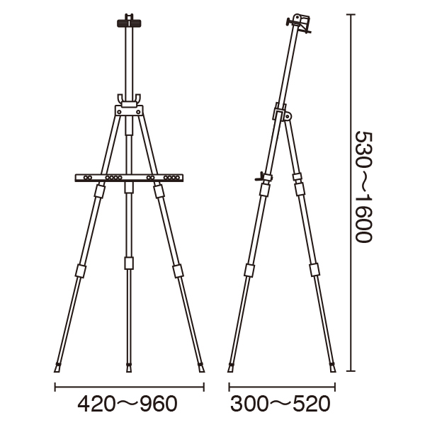 スリムエイト アルミ3段イーゼル セット イーゼル寸法