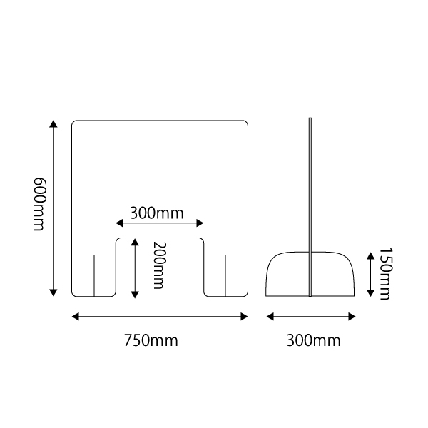 アクリル 板 クリアパーテーション 窓付き W750