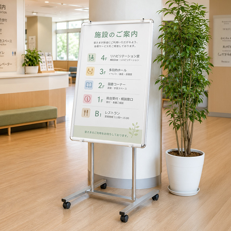 施設で案内掲示に