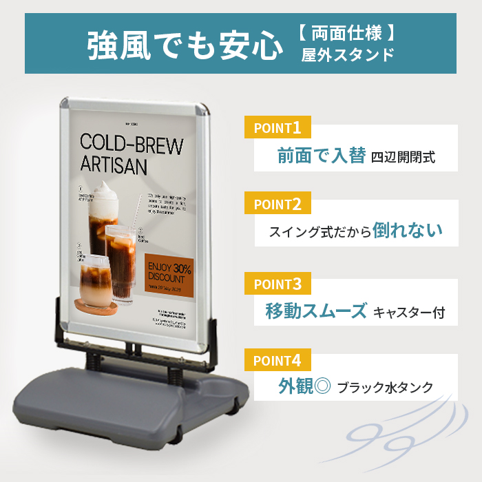 強風対応 両面 看板 ローリングベース B1 サイズ 屋内 屋外 たおれん君