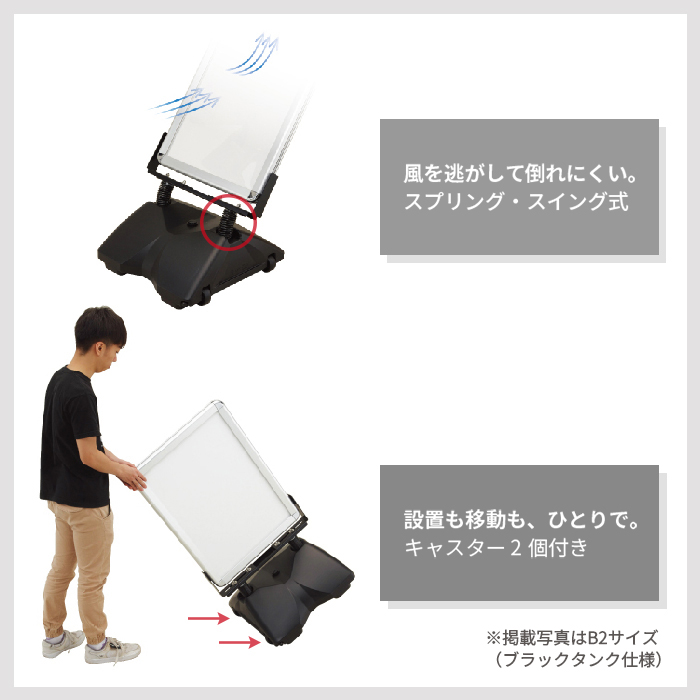 強風対応 両面 看板 ローリングベース B1 サイズ 屋内 屋外 防水