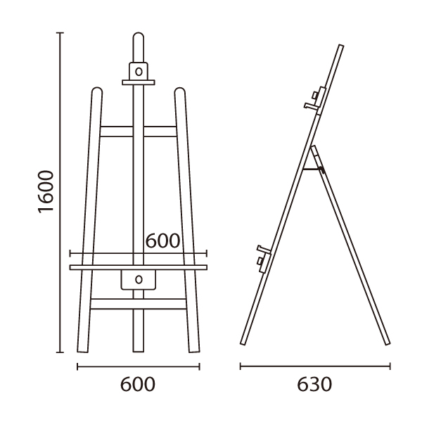 木製イーゼルアーバン寸法図