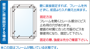 壁面に直接固定する場合